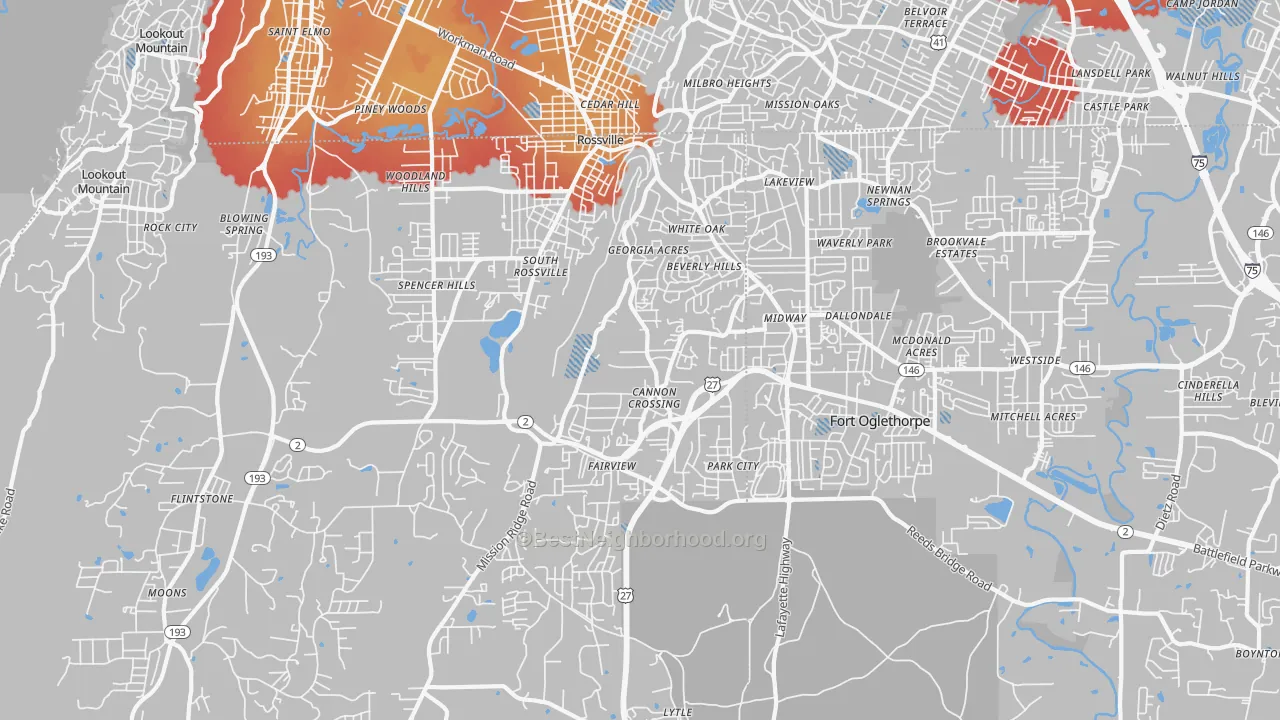 Transit Grade map of Rossville, GA