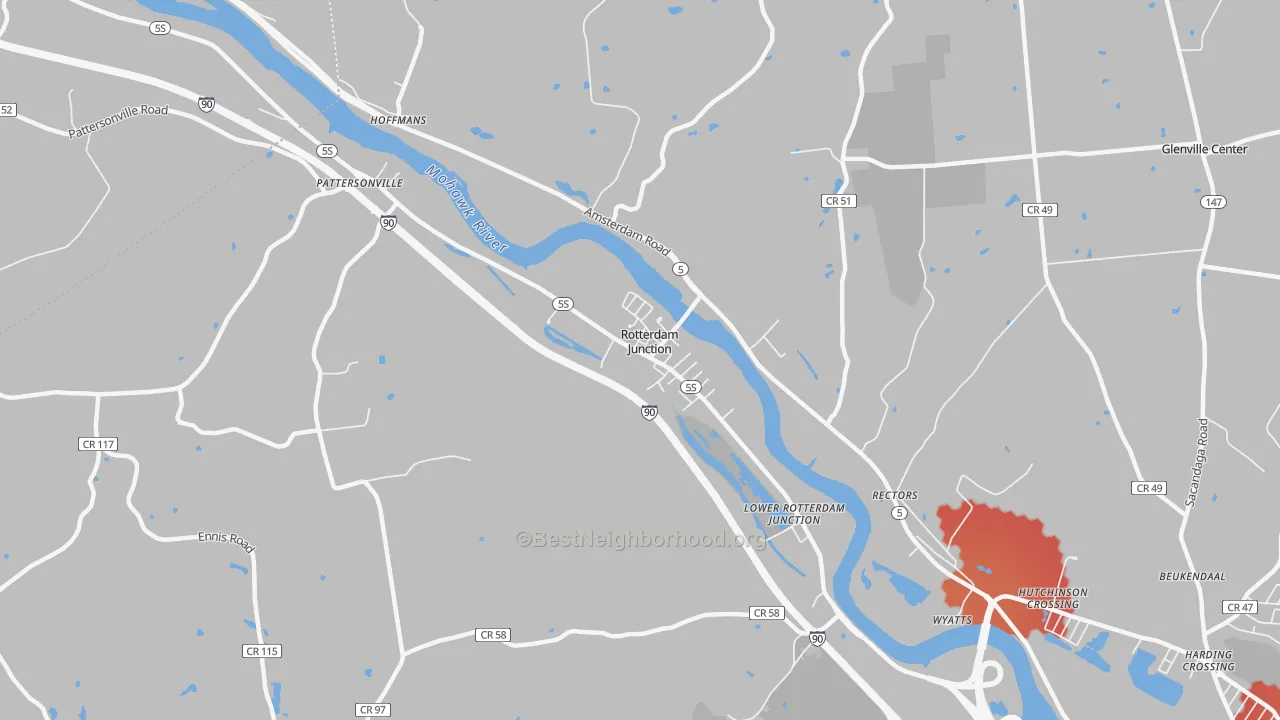 Transit Grade map of Rotterdam Junction, NY