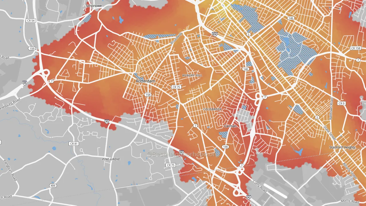 Transit Grade map of Rotterdam, NY