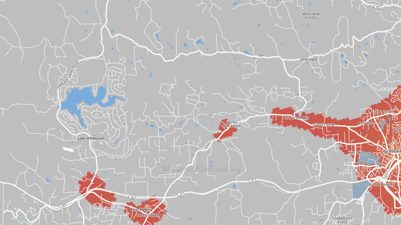 Transit Grade map of Rough And Ready, CA