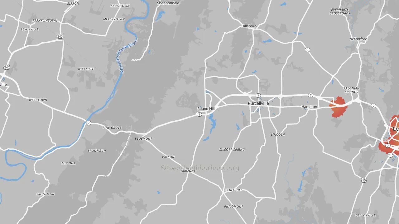 Transit Grade map of Round Hill, VA