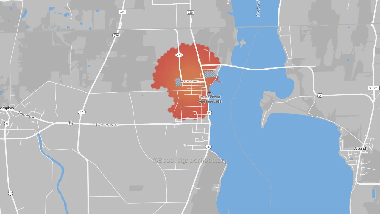 Transit Grade map of Rouses Point, NY