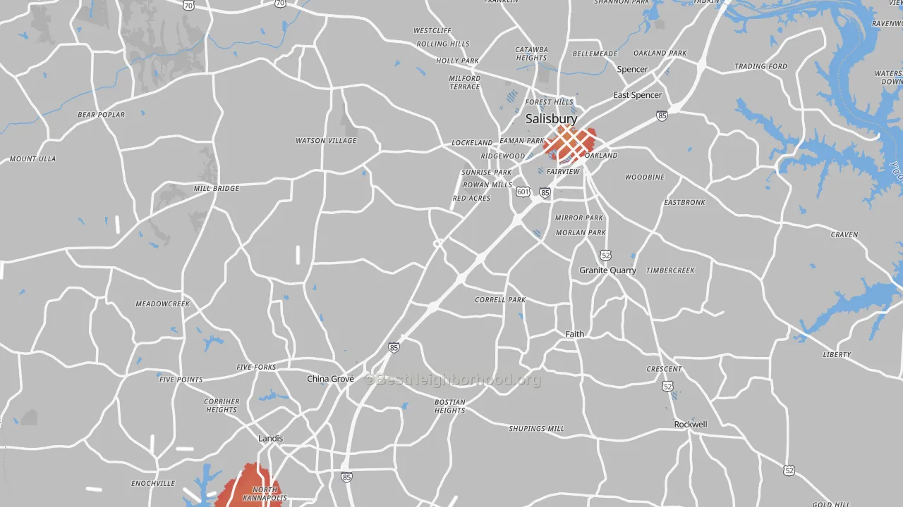 Transit Grade map of Rowan County, NC