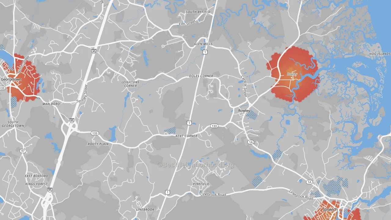 Transit Grade map of Rowley, MA