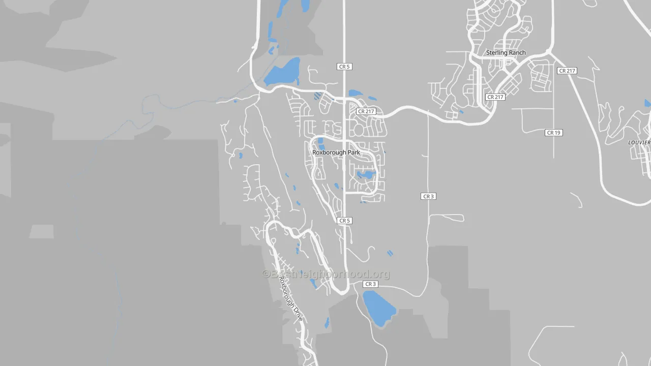Transit Grade map of Roxborough Park, CO