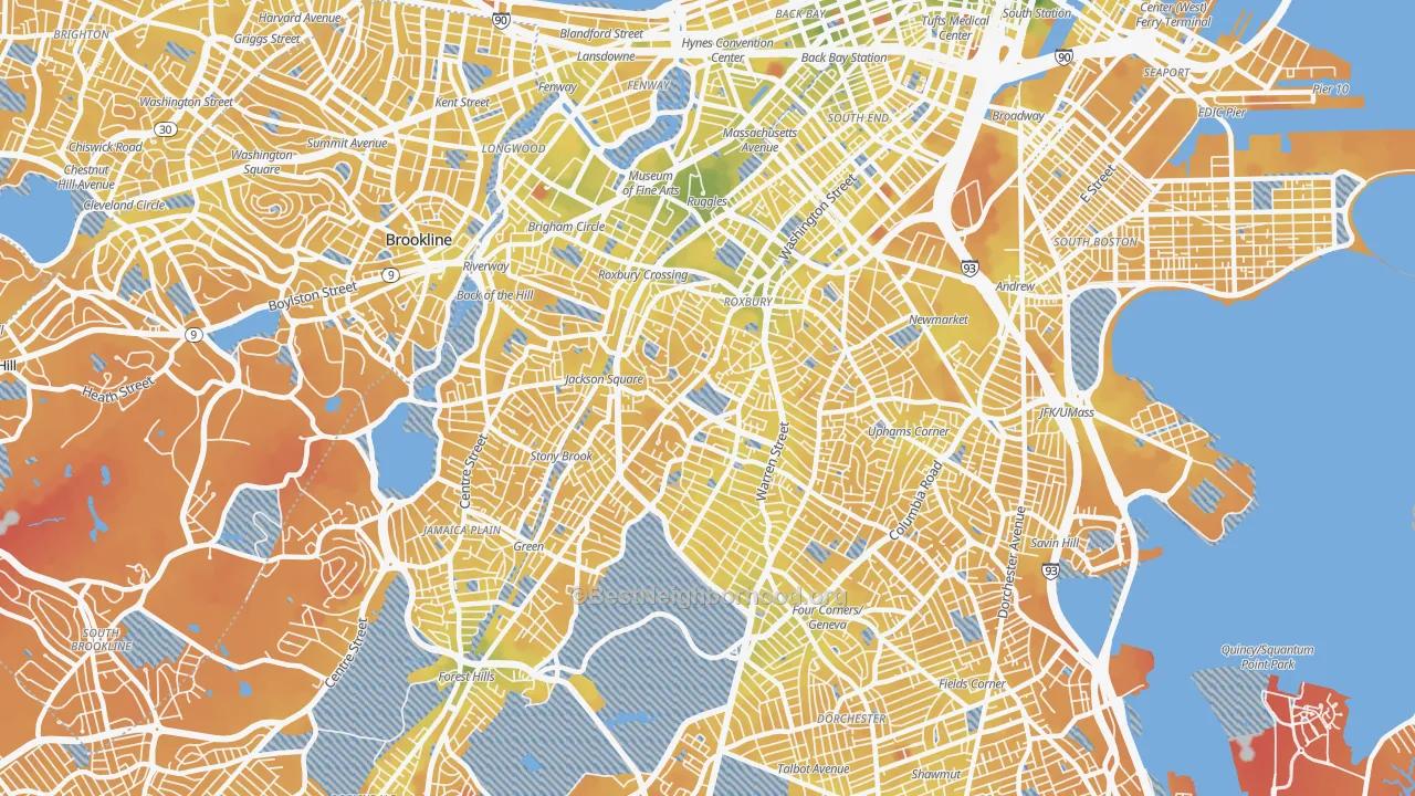 Transit Grade map of Roxbury, Boston, MA