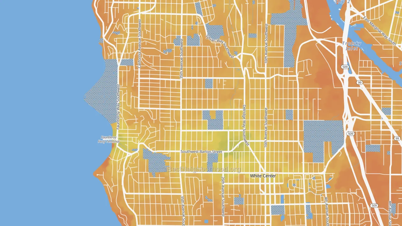 Transit Grade map of Roxhill, Seattle, WA