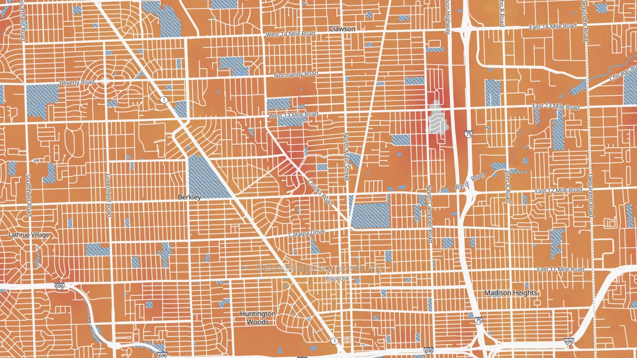 Transit Grade map of Royal Oak, MI