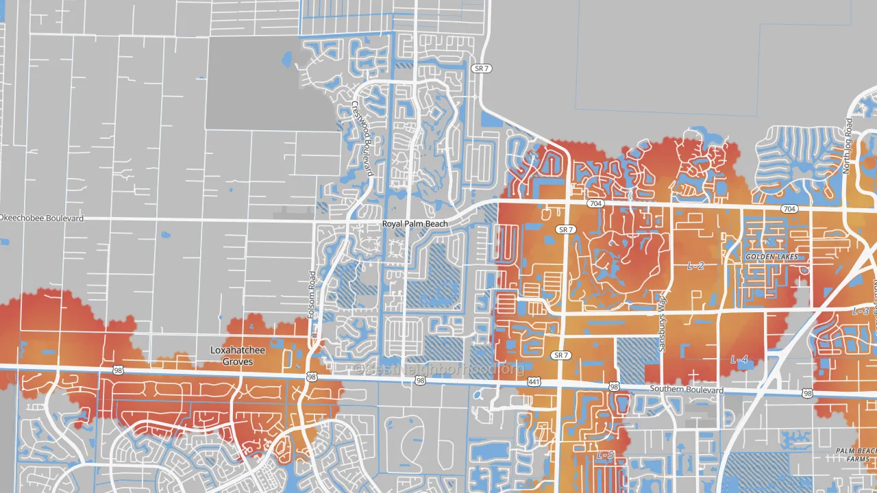 Transit Grade map of Royal Palm Beach, FL