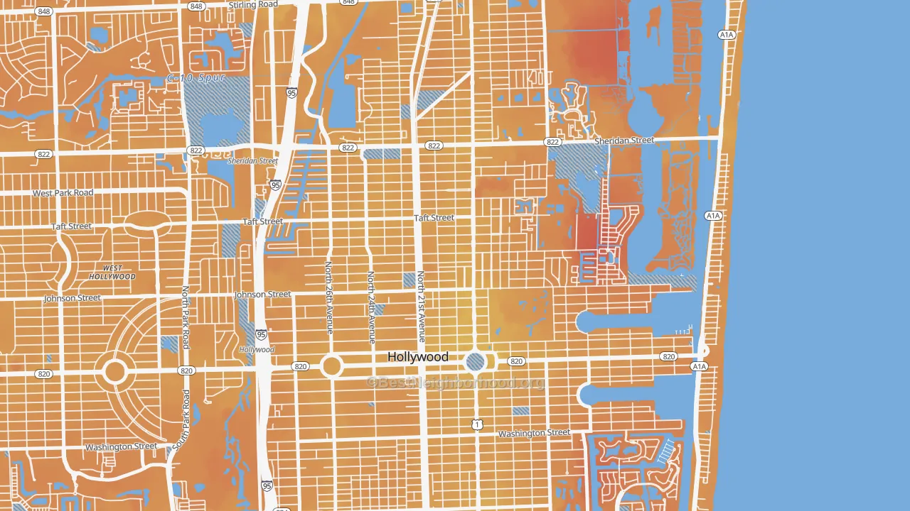 Transit Grade map of Royal Poinciana, Hollywood, FL