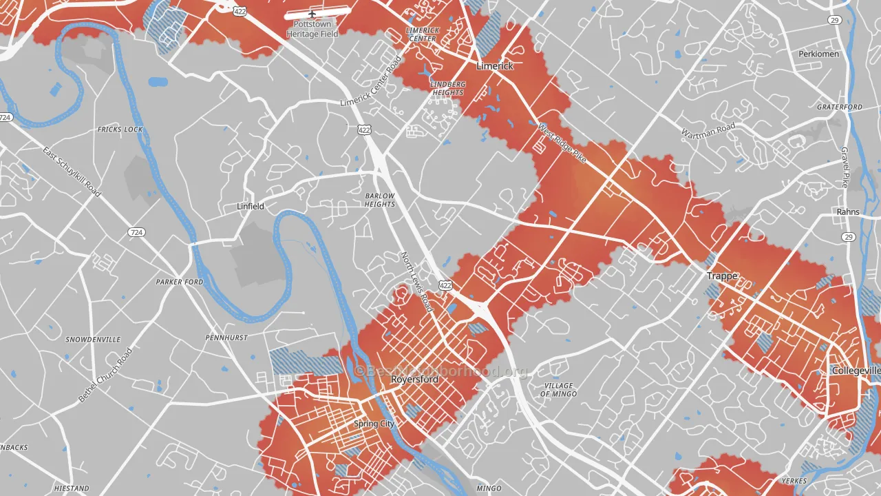 Transit Grade map of Royersford, PA