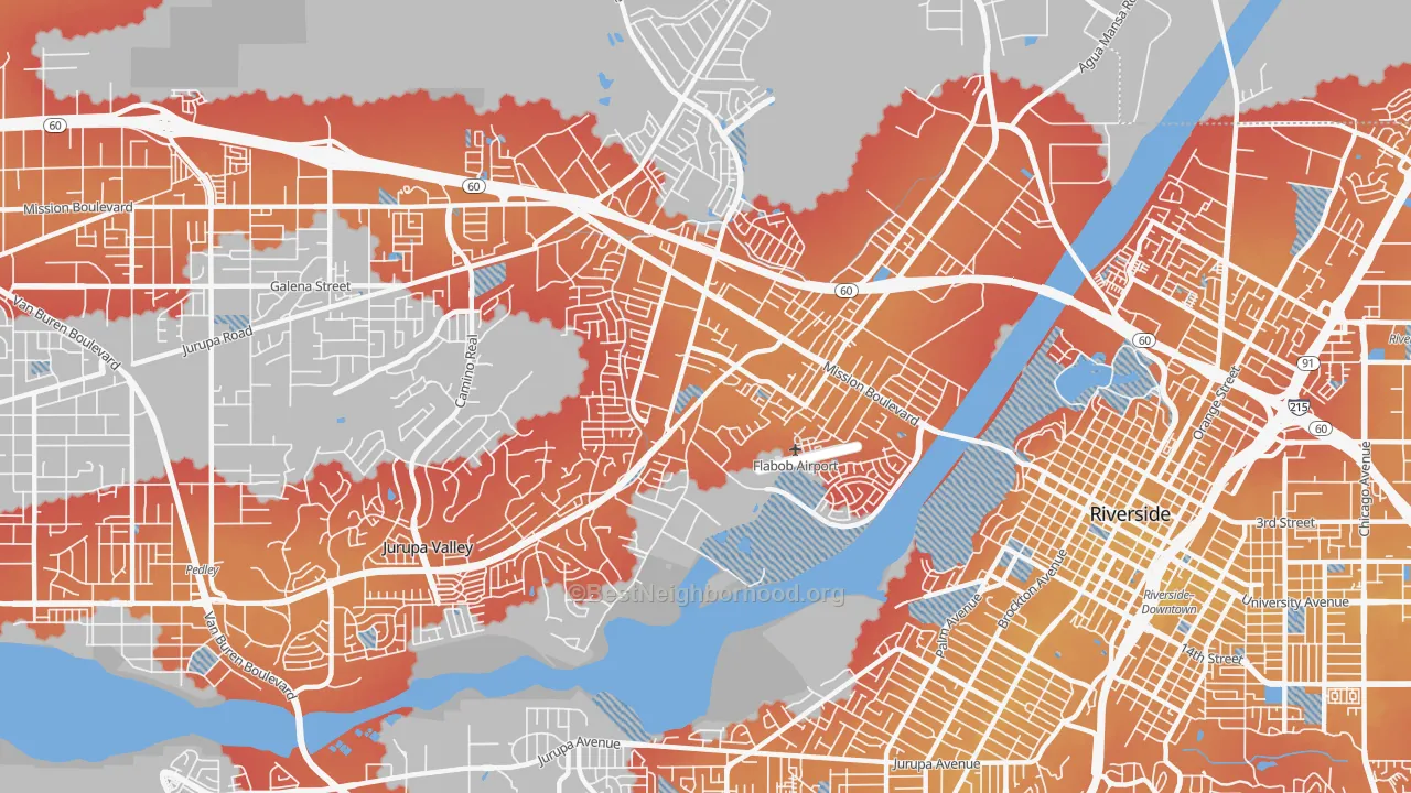 Transit Grade map of Rubidoux, CA