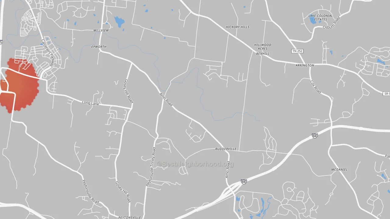 Transit Grade map of Rudderville, TN