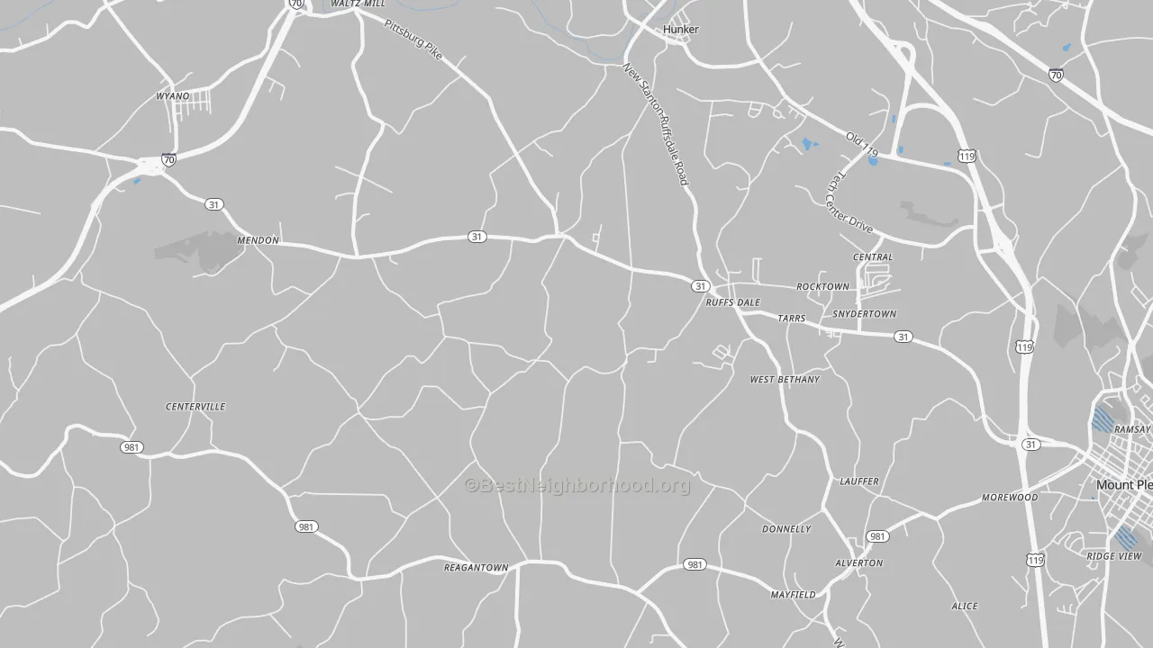 Transit Grade map of Ruffsdale, PA