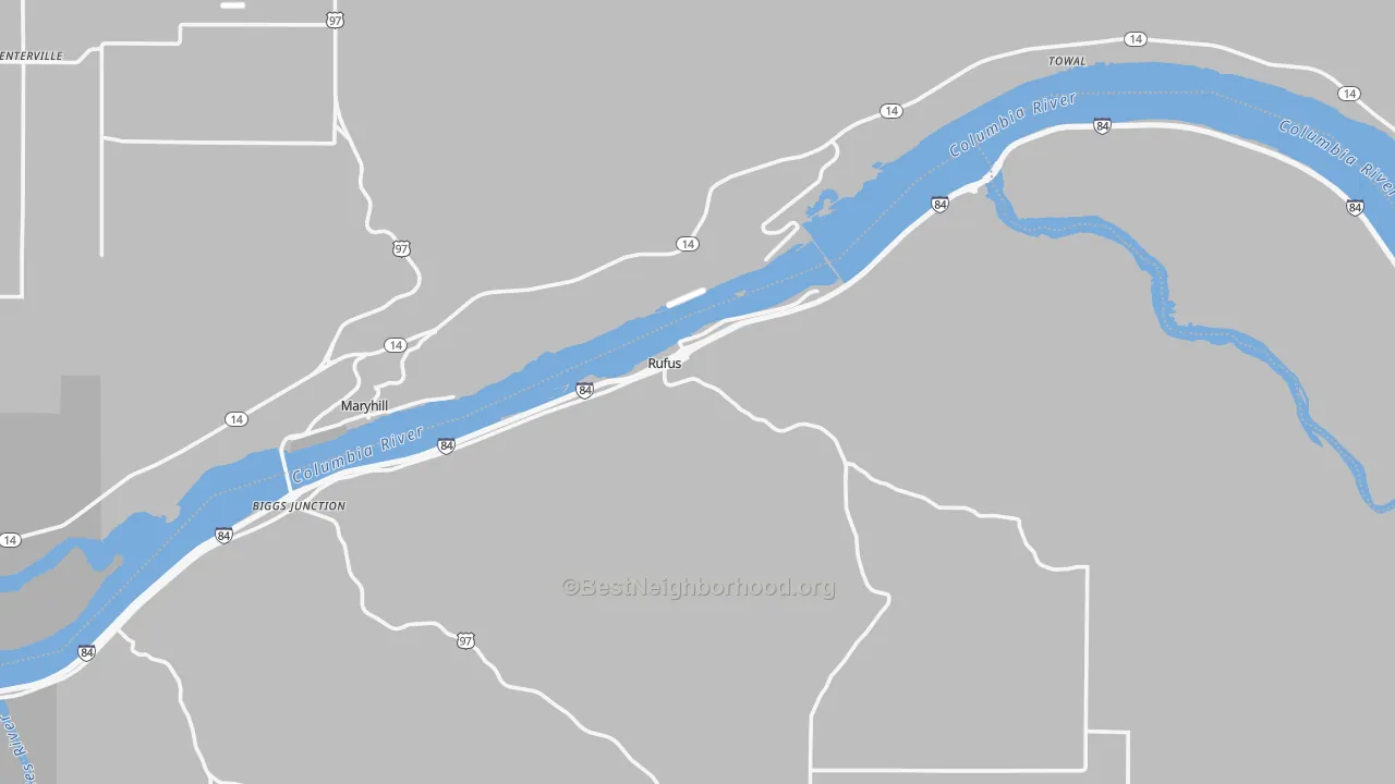 Transit Grade map of Rufus, OR