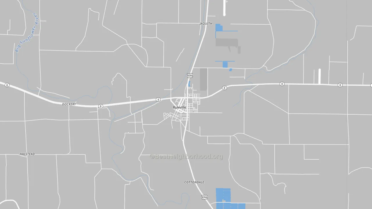 Transit Grade map of Ruleville, MS