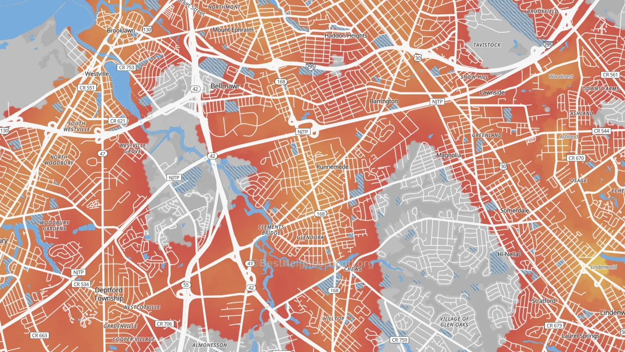 Transit Grade map of Runnemede, NJ