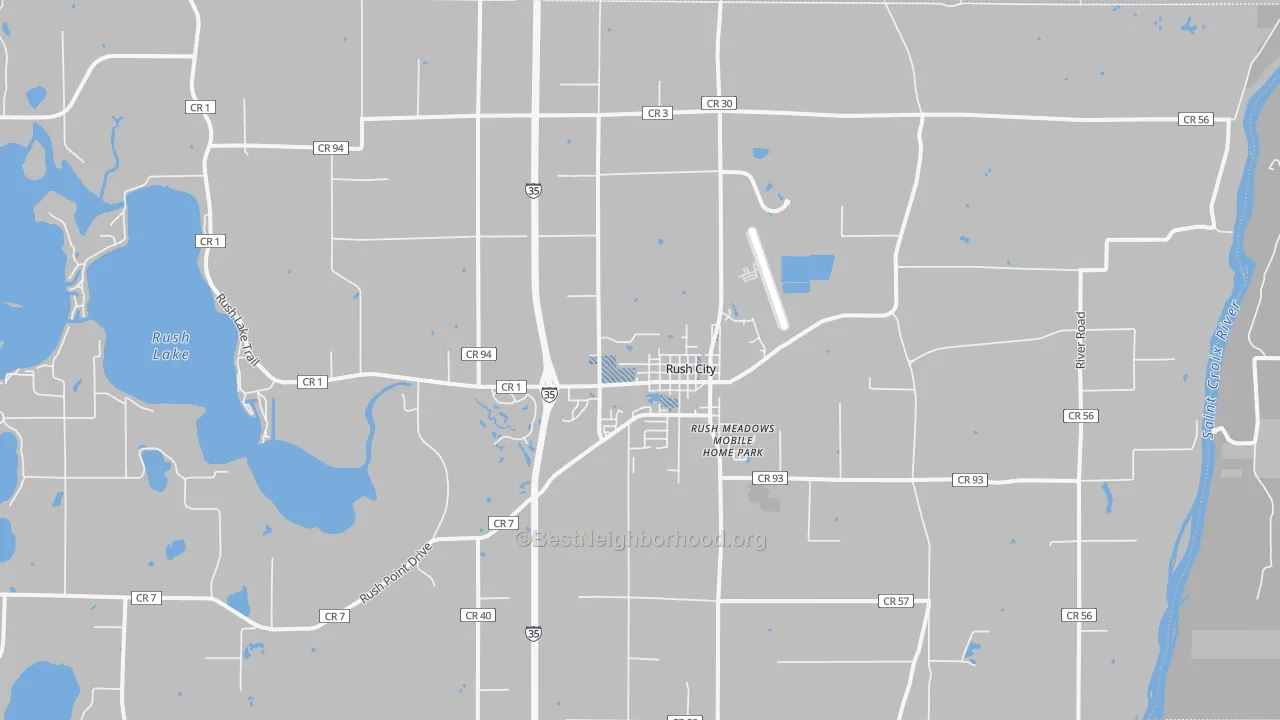 Transit Grade map of Rush City, MN