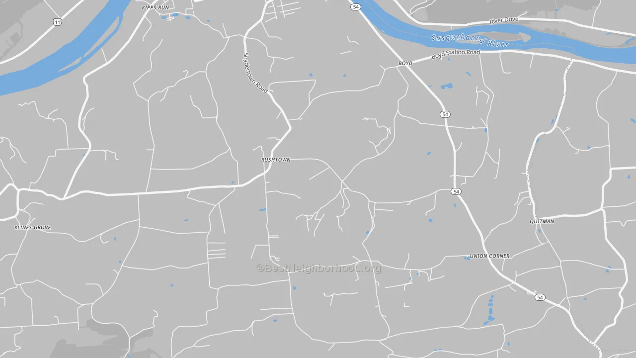 Transit Grade map of Rushtown, PA