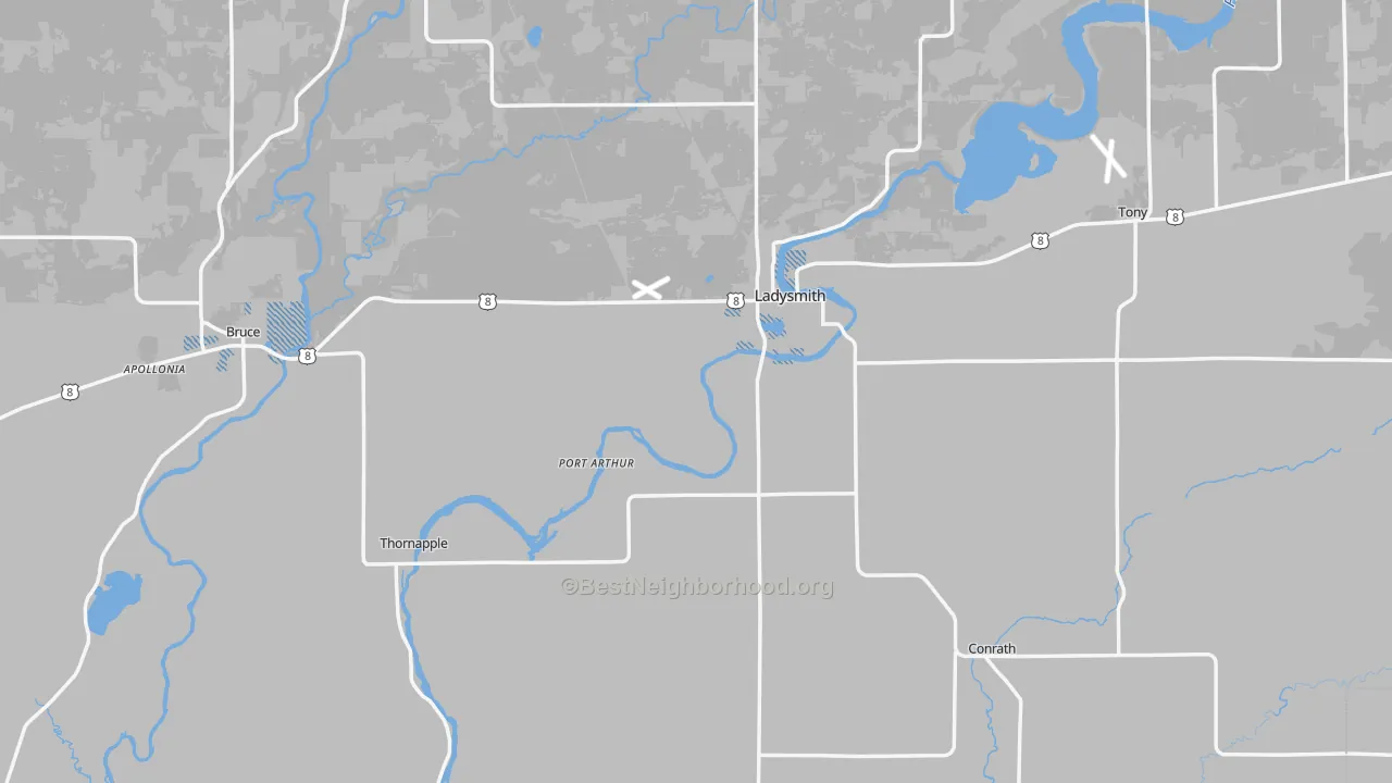 Transit Grade map of Rusk County, WI