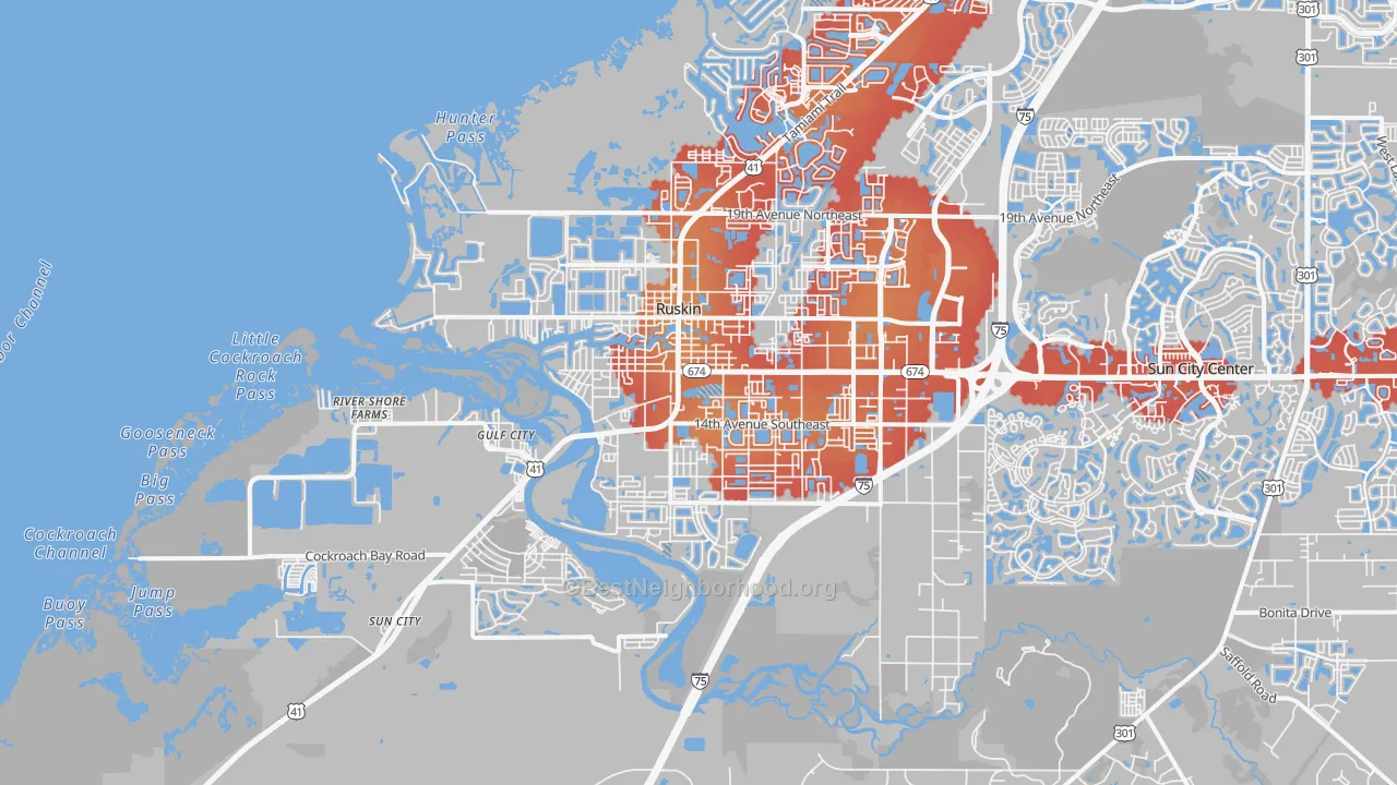 Transit Grade map of Ruskin, FL