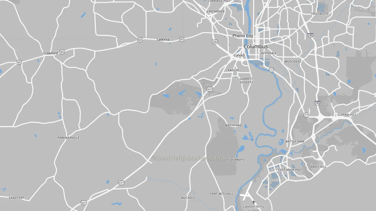 Transit Grade map of Russell County, AL