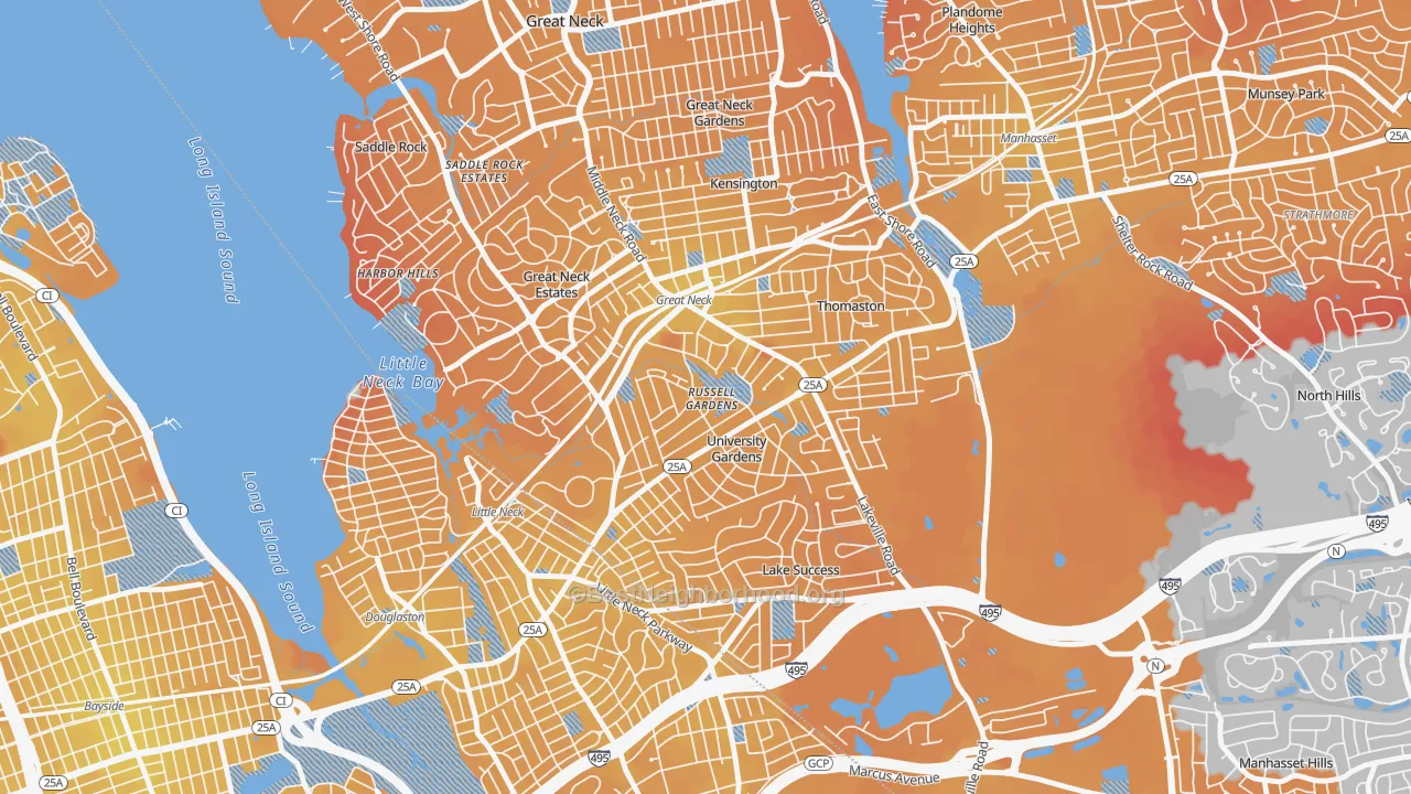 Transit Grade map of Russell Gardens, NY