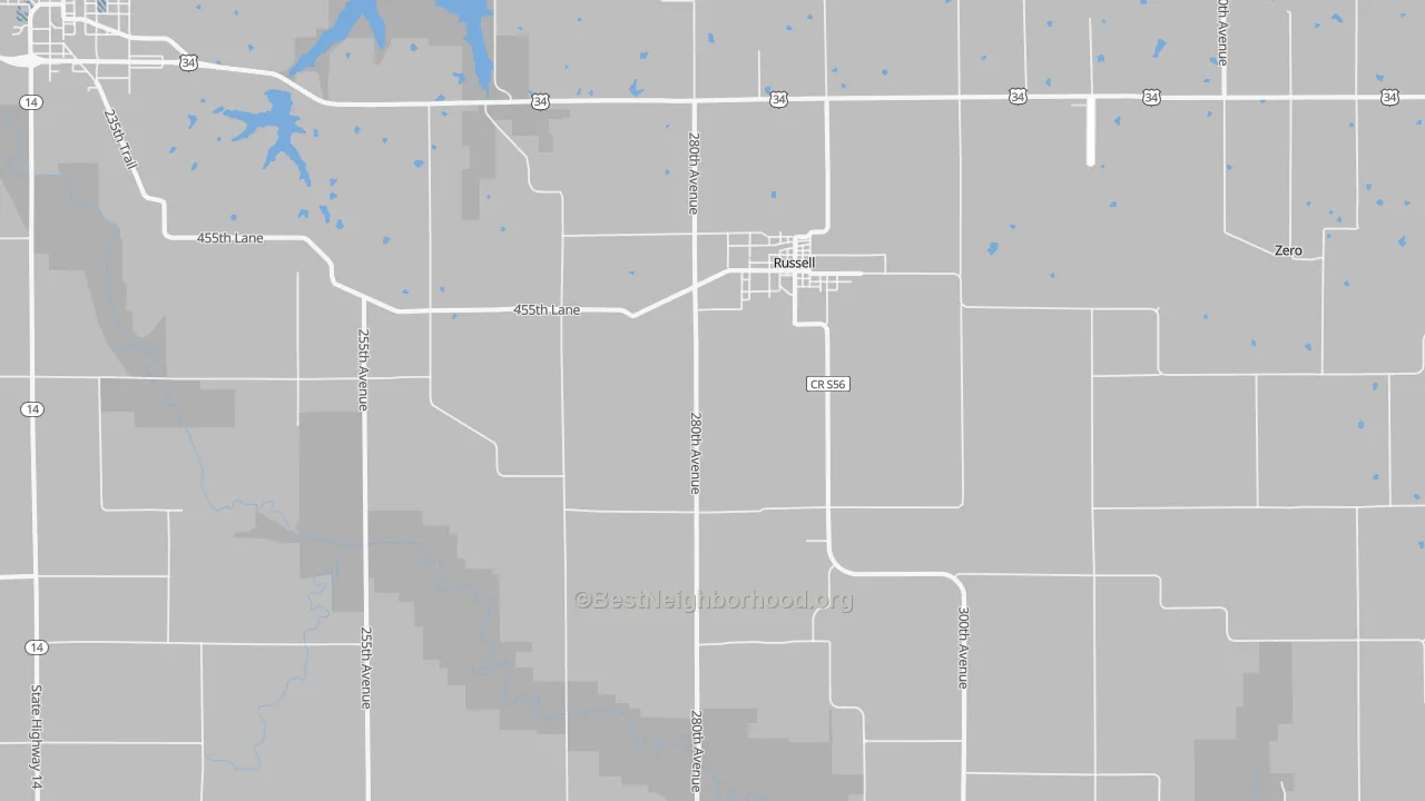 Transit Grade map of Russell, IA
