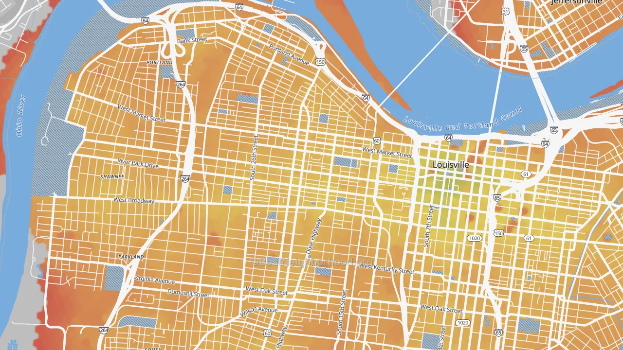 Transit Grade map of Russell, Louisville, KY