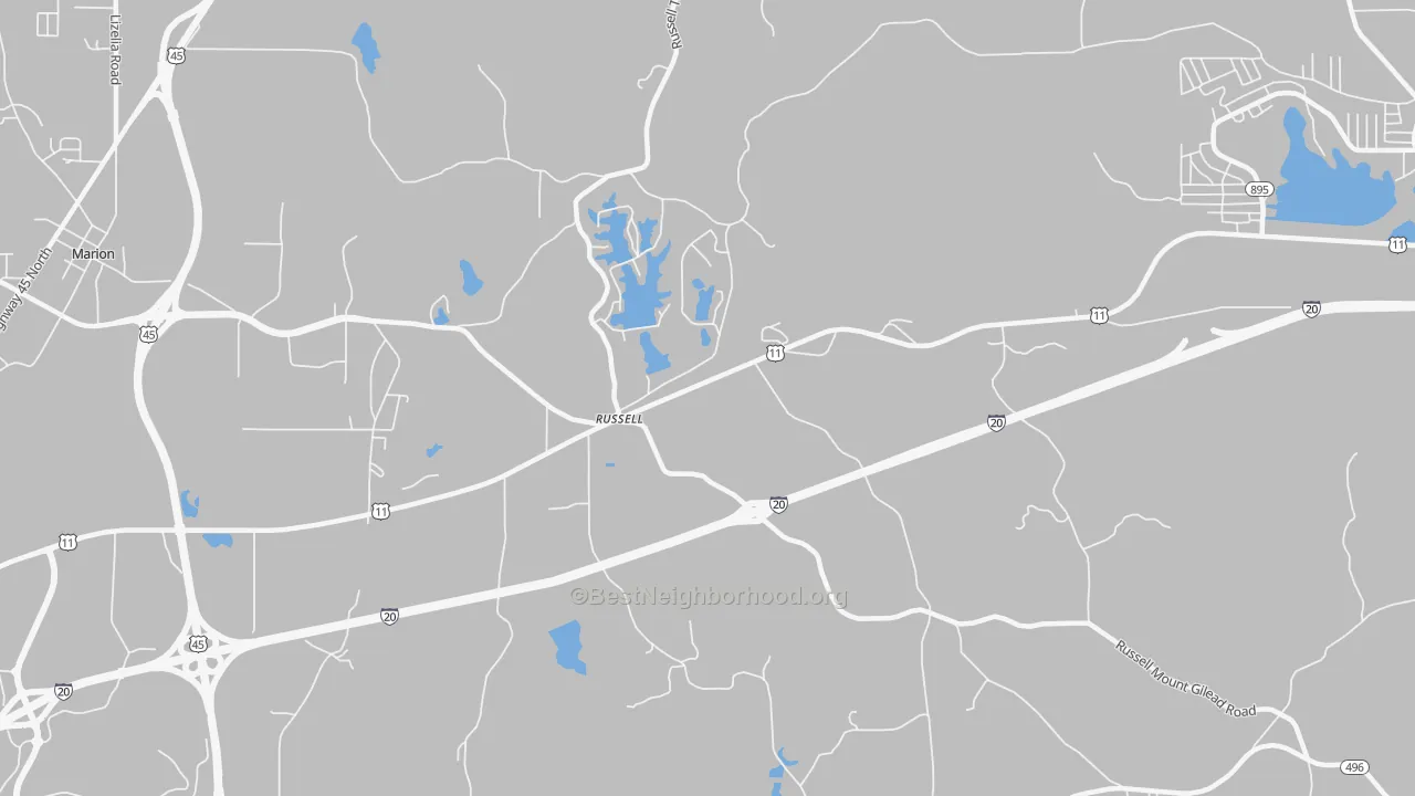 Transit Grade map of Russell, MS