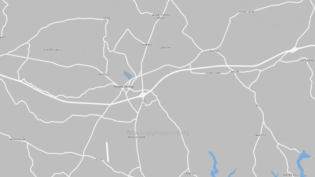 Transit Grade map of Russell Springs, KY