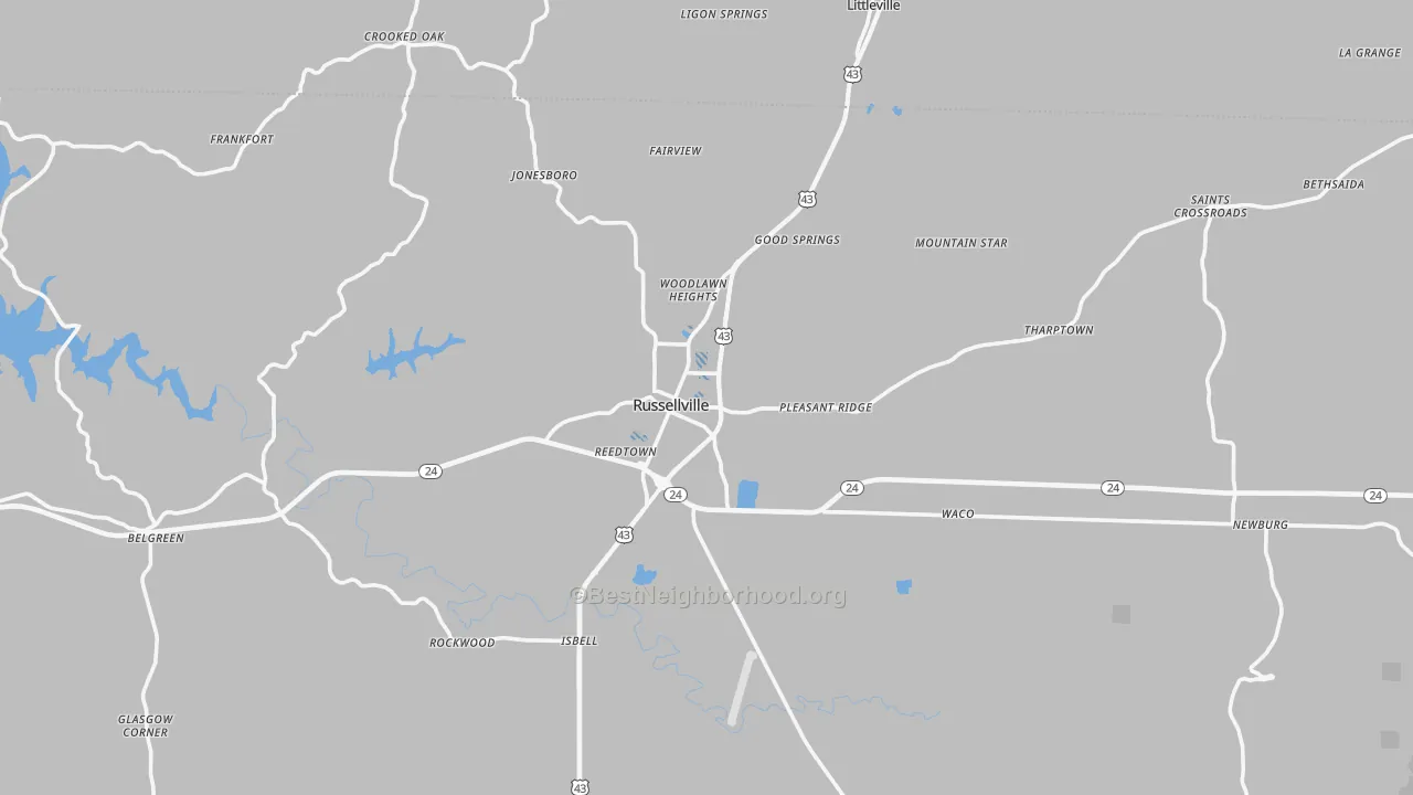 Transit Grade map of Russellville, AL