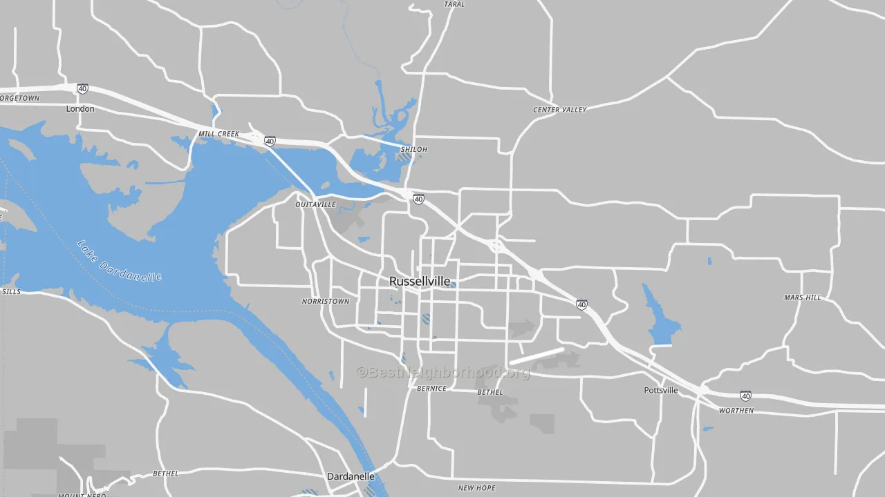 Transit Grade map of Russellville, AR