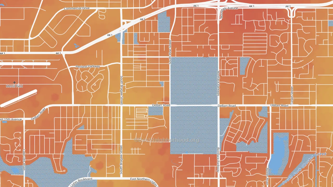Transit Grade map of Russian Jack Park, Anchorage, AK