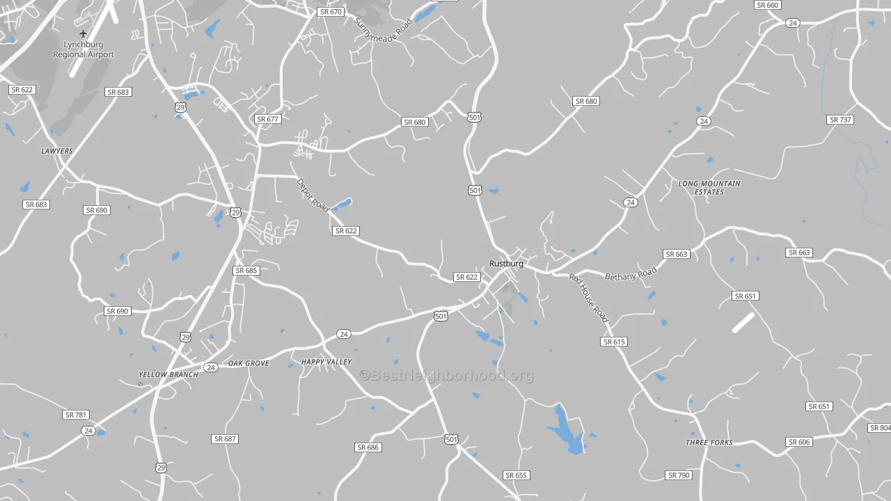 Transit Grade map of Rustburg, VA