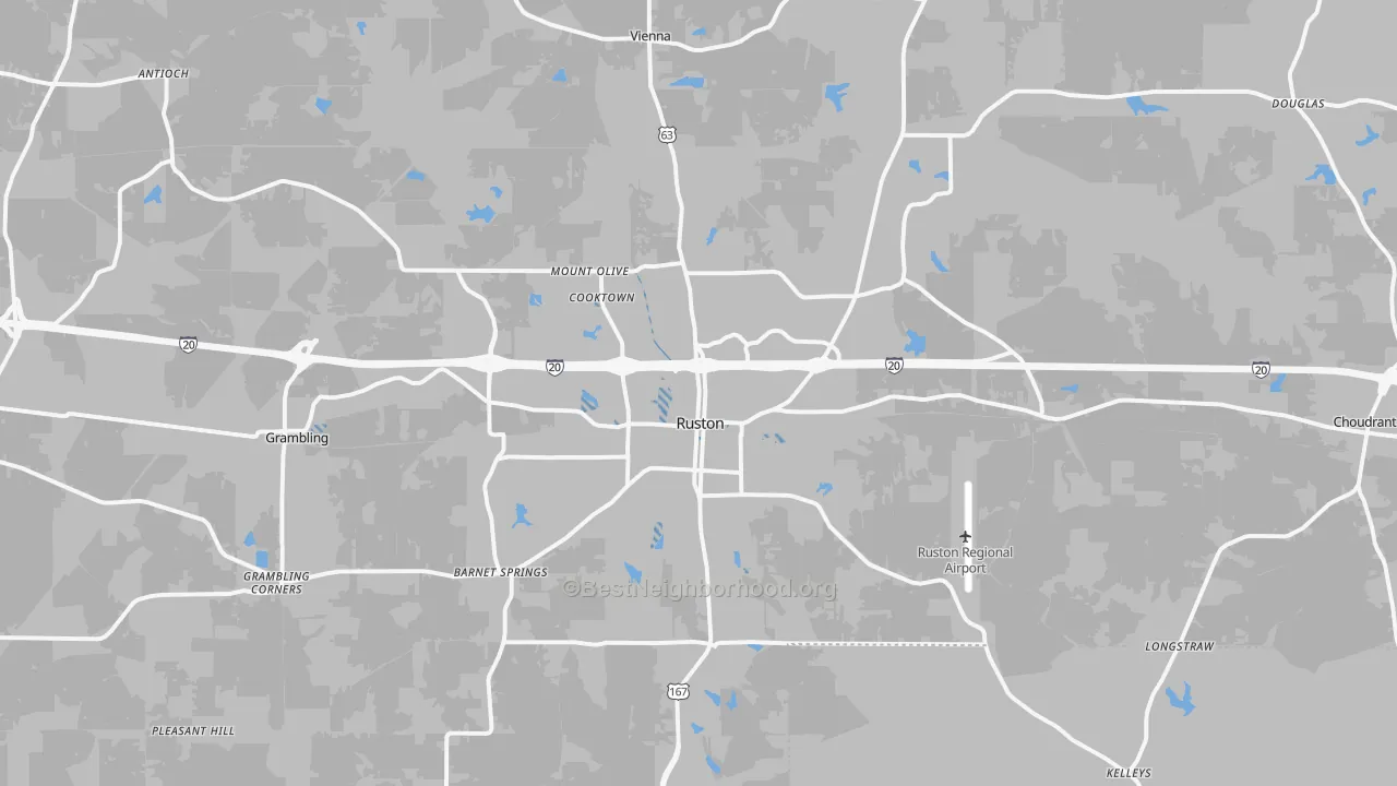 Transit Grade map of Ruston, LA