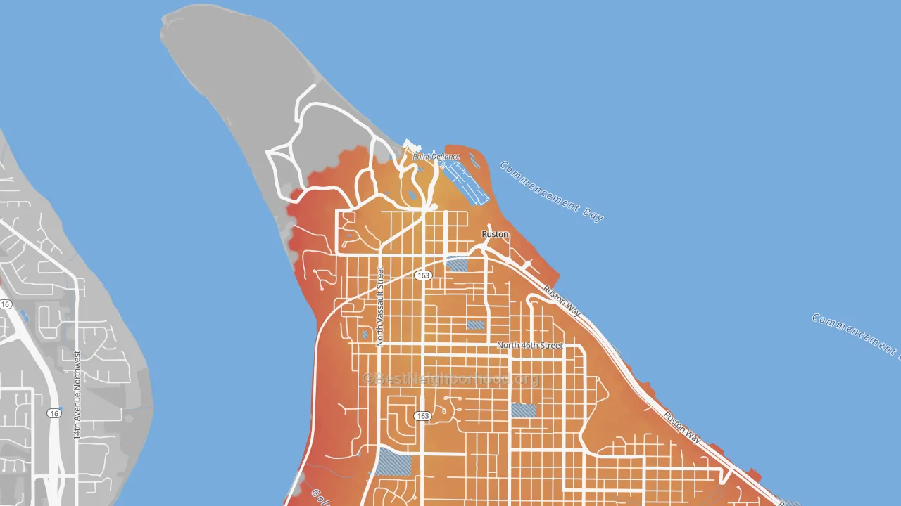 Transit Grade map of Ruston, WA