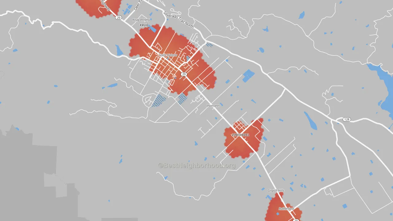 Transit Grade map of Rutherford, CA
