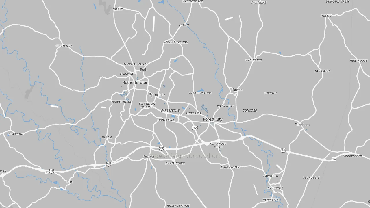 Transit Grade map of Rutherford County, NC