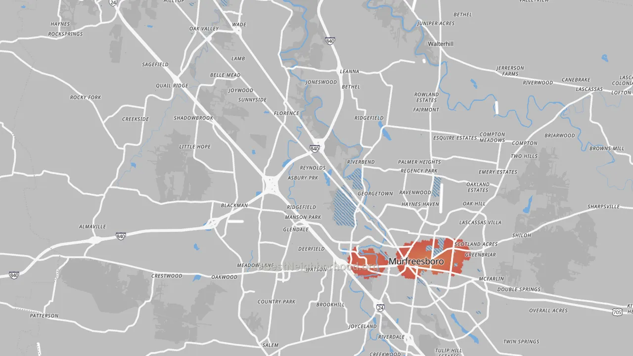 Transit Grade map of Rutherford County, TN