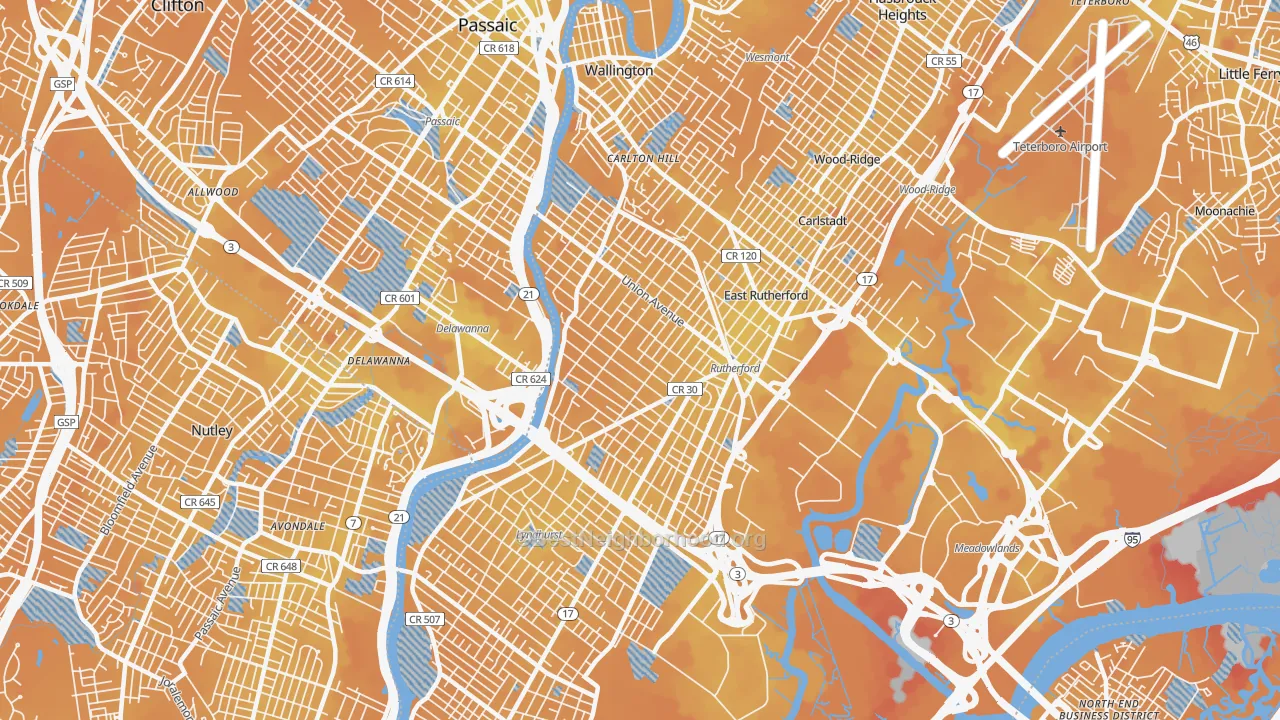 Transit Grade map of Rutherford, NJ