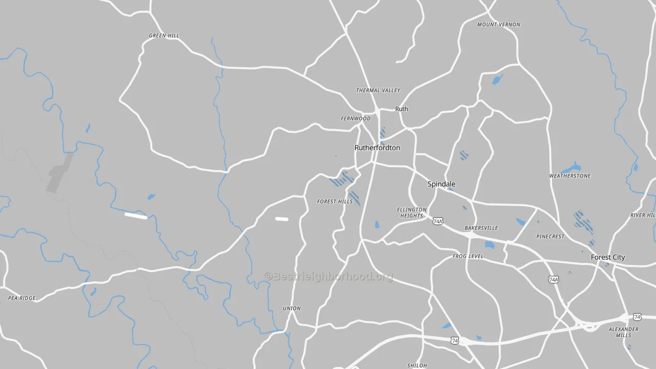 Transit Grade map of Rutherfordton, NC