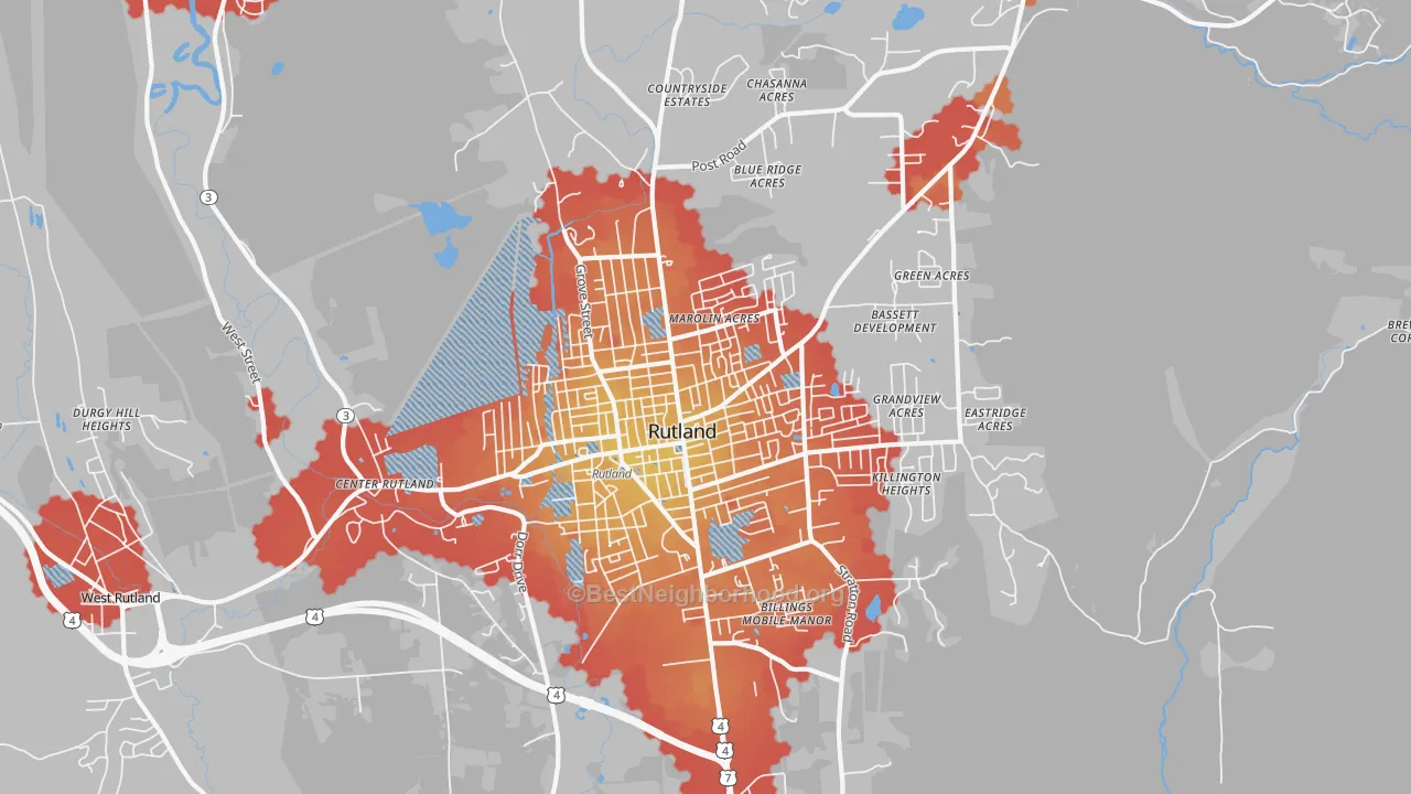 Transit Grade map of Rutland, VT