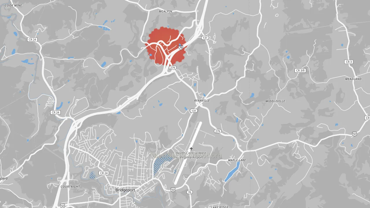 Transit Grade map of Ryanville, WV