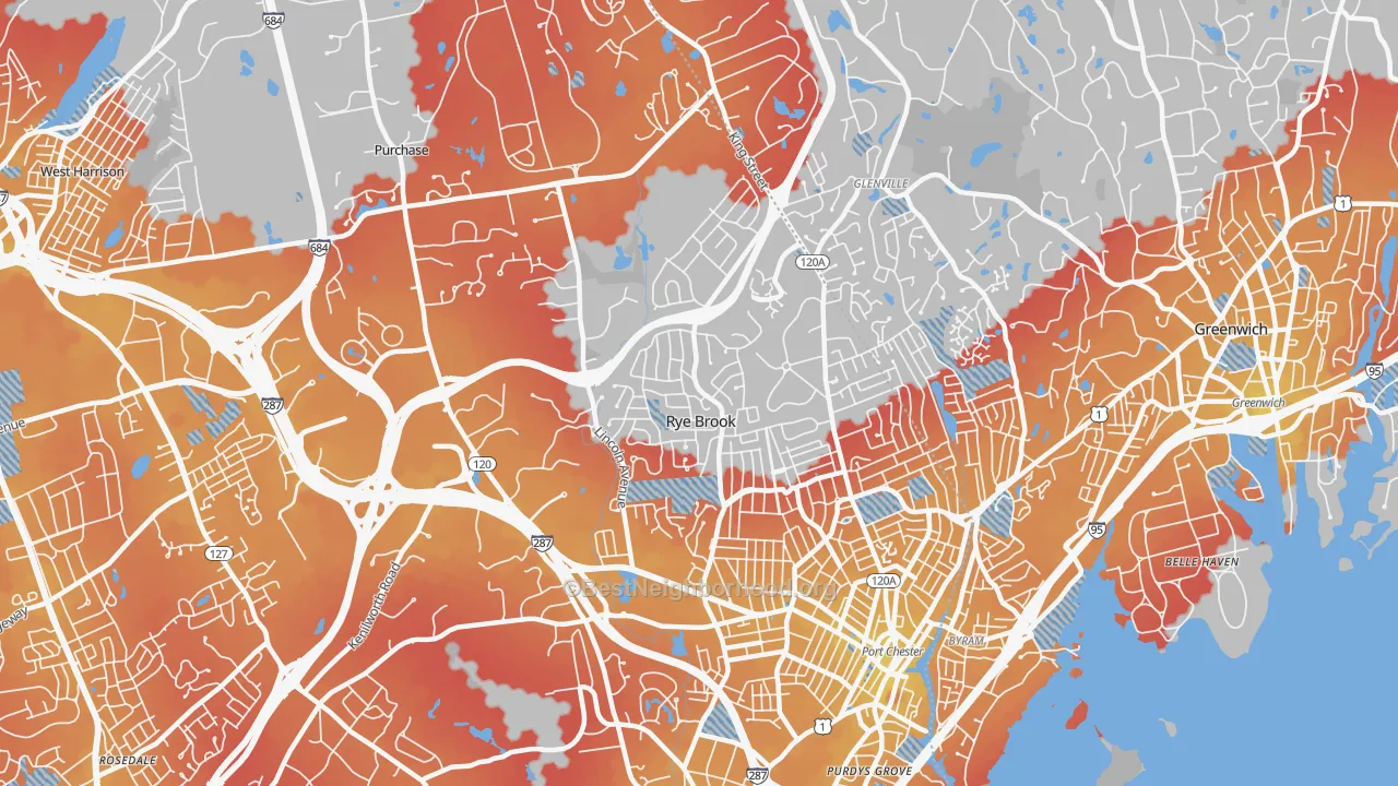 Transit Grade map of Rye Brook, NY