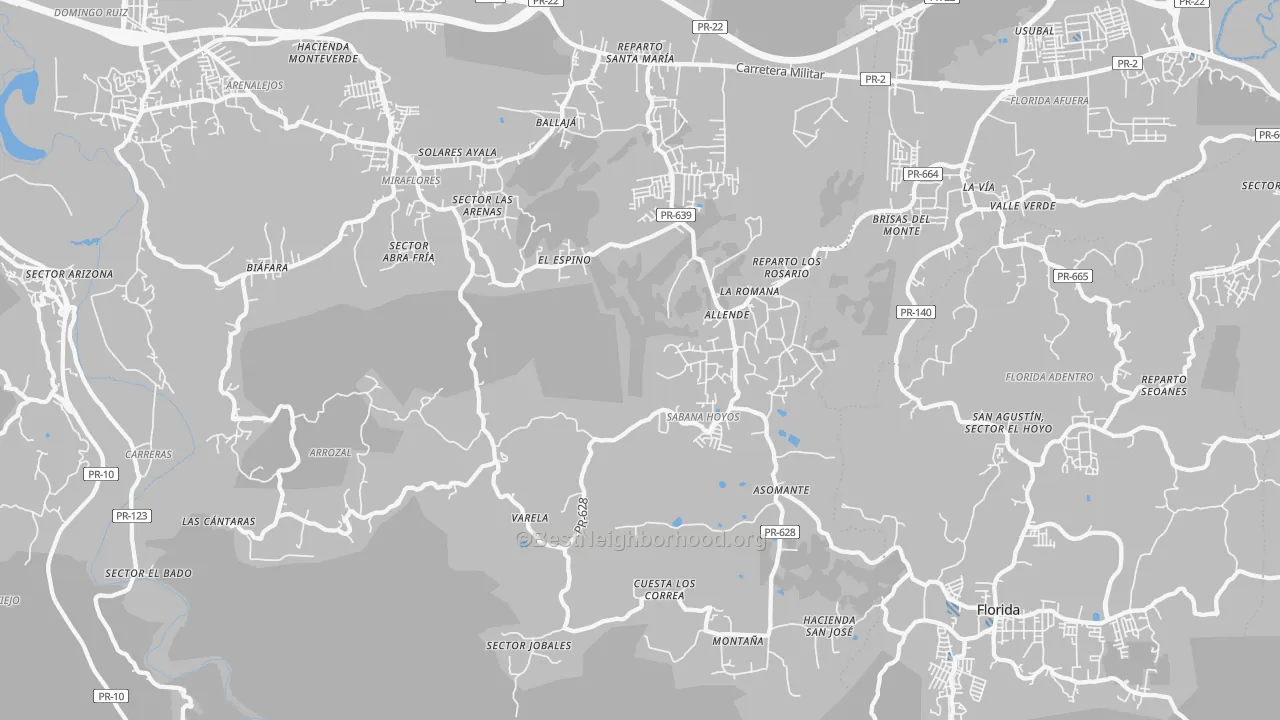 Transit Grade map of Sabana Hoyos, PR