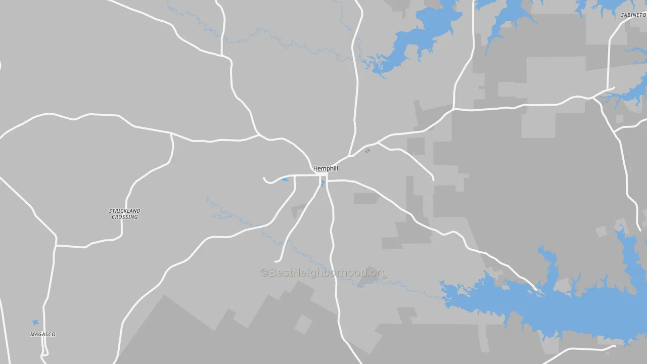 Transit Grade map of Sabine County, TX