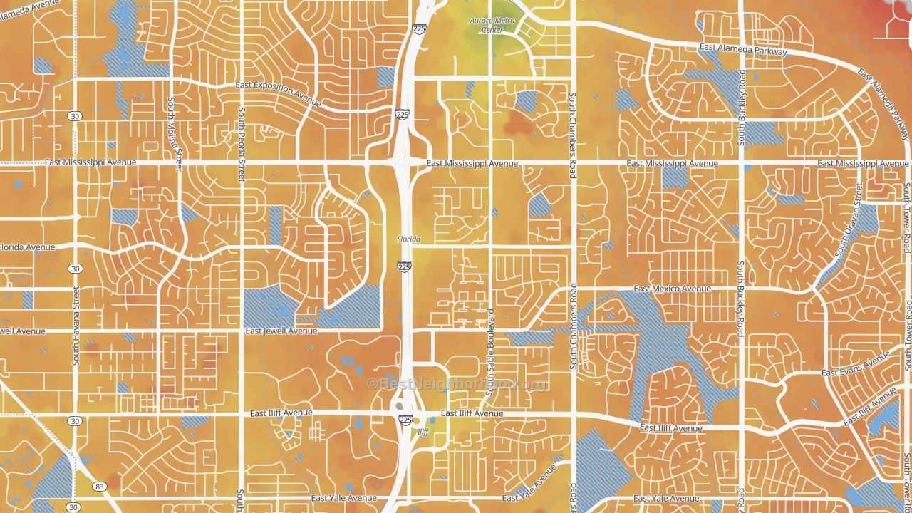 Transit Grade map of Sableridge, Aurora, CO
