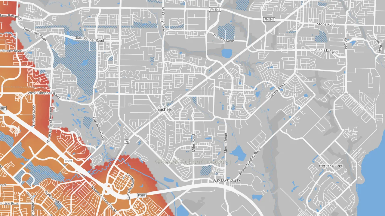 Transit Grade map of Sachse, TX