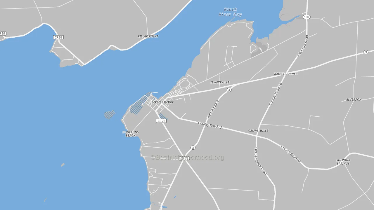 Transit Grade map of Sackets Harbor, NY